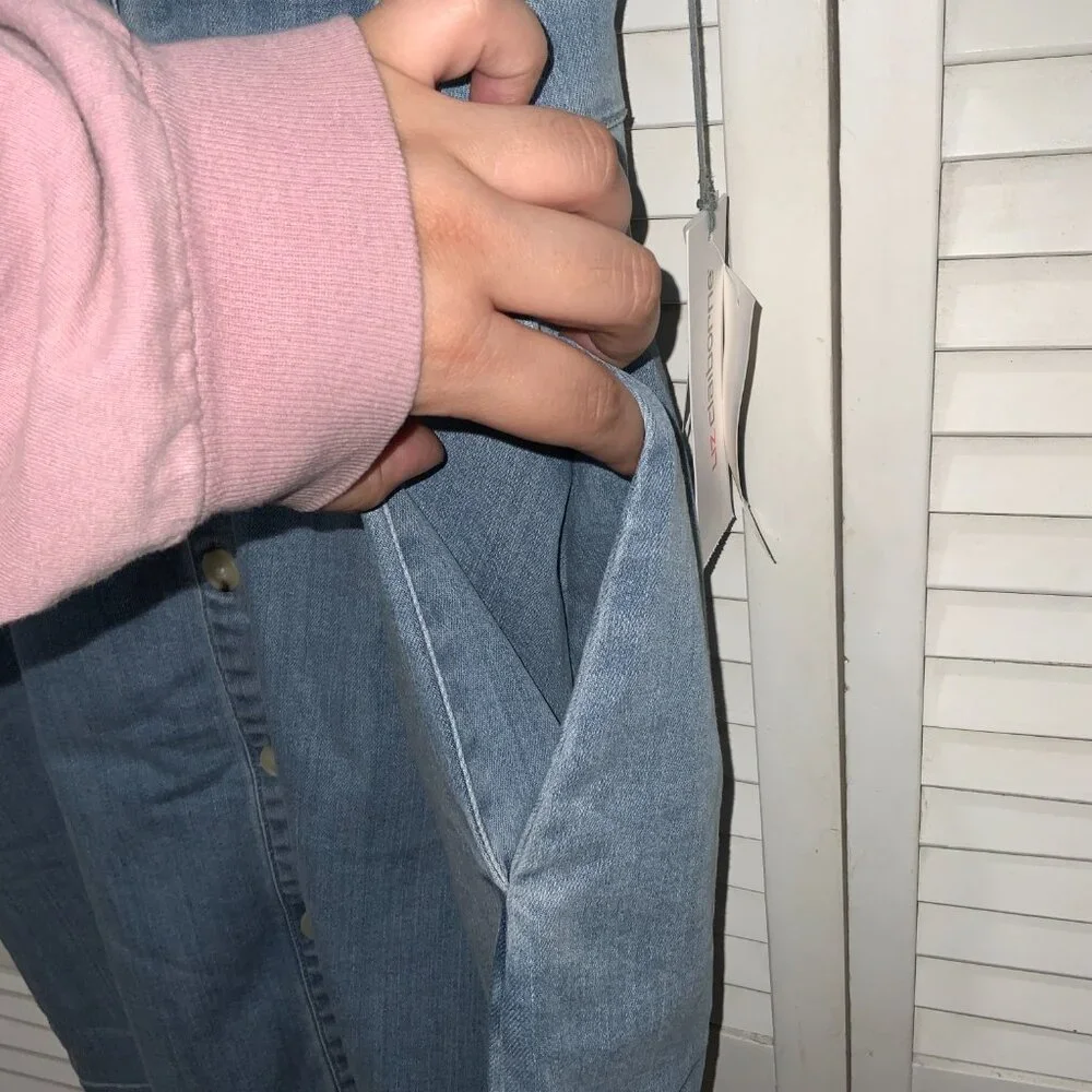 Liz Claiborne Denim Collard Short Sleeve Button Down Dress Size 16 - Picture 3 of 4